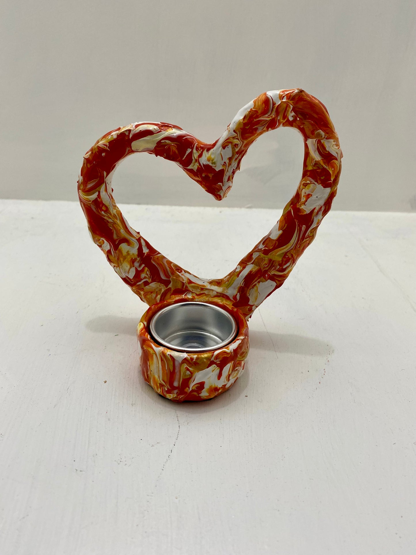 Orange Heart with Tea Light