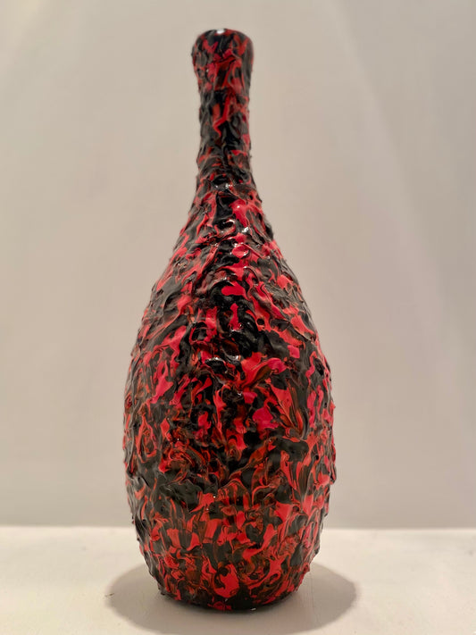 Triple Stipple Red Vase