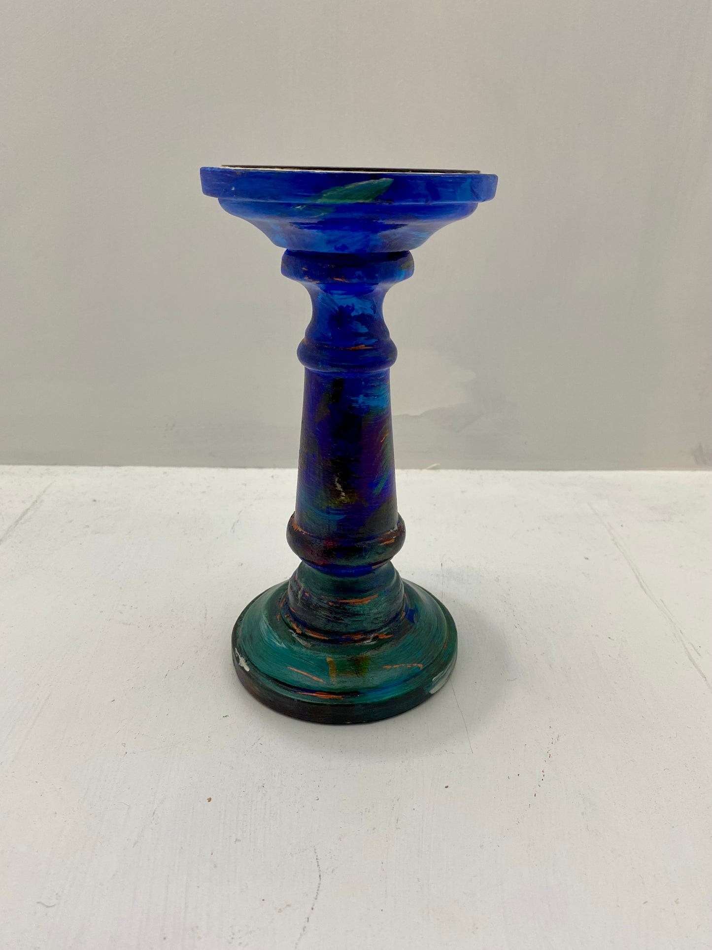 Blue candle holder