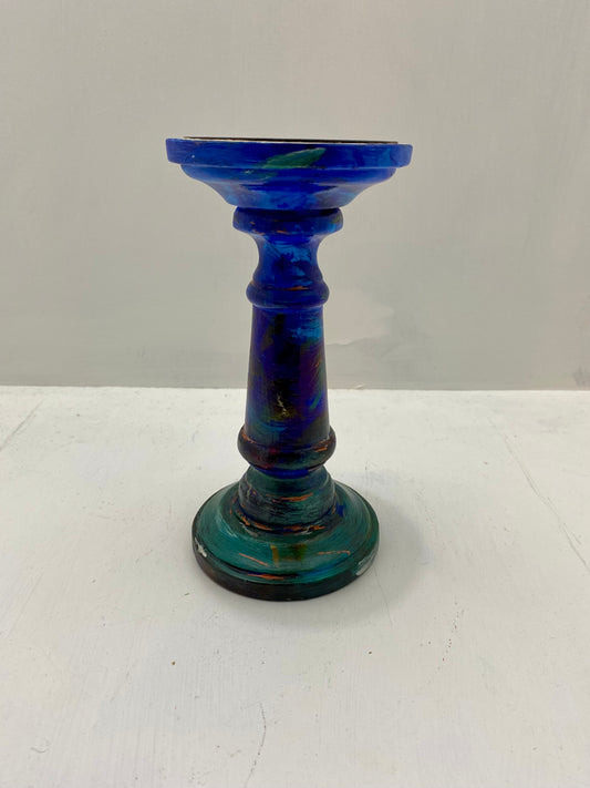 Blue candle holder