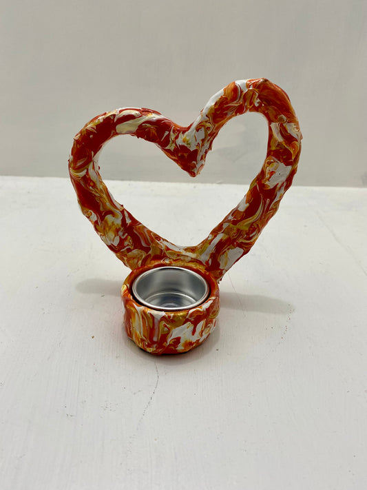 Orange Heart with Tea Light