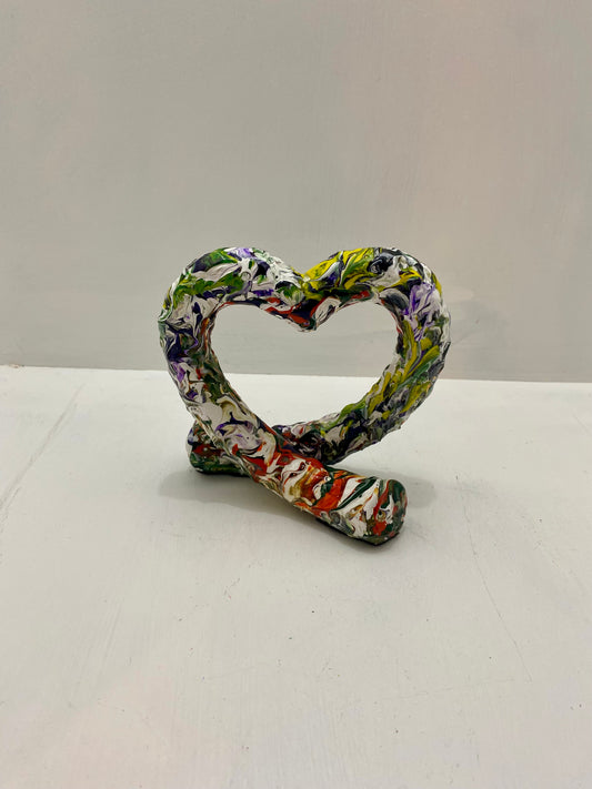 Multi Coloured Heart Triple Stipple